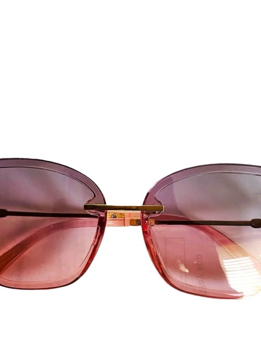 Pink Gradient Women's Sunglasses with Gold Bridge and butterfly detailing.